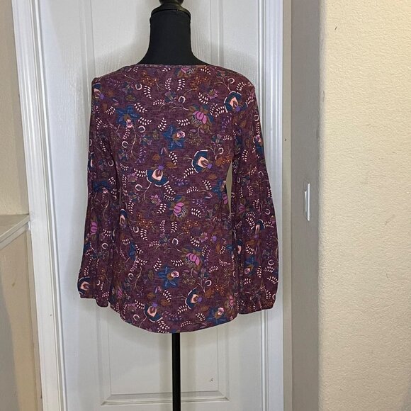 Vintage America L/S Print Peasant Top NWT - Picture 3 of 3